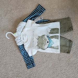 Carter's Baby tan/blue 3 piece Fox set